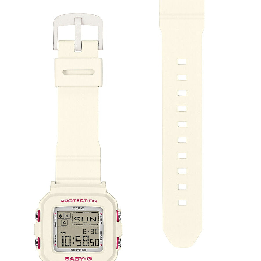 BABY-G BABY-G+PLUS ベイビージープラス ハートポップカラー BGD-10KH-7JR レディース 電池式 デジタル スクエア 樹脂バンド ホワイト 専用ホルダーつき