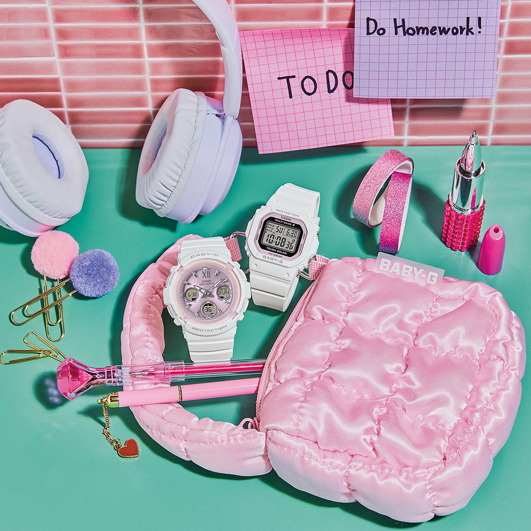 BABY-G スプリングパッケージ 2026 ホワイト ピンク BGD-5650SP-7CJR レディース 電波ソーラー デジタル スクエア