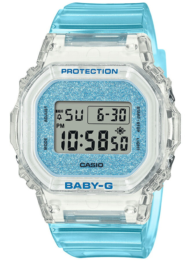 BABY-G グリッターカラーズ BGD-565GC-2JF レディース 電池式 デジタル スクエア 樹脂バンド ブルースケルトン 国内正規品 カシオ