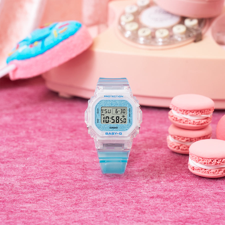 BABY-G グリッターカラーズ BGD-565GC-2JF レディース 電池式 デジタル スクエア 樹脂バンド ブルースケルトン 国内正規品 カシオ