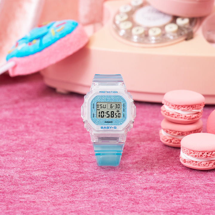 BABY-G グリッターカラーズ BGD-565GC-2JF レディース 電池式 デジタル スクエア 樹脂バンド ブルースケルトン 国内正規品 カシオ