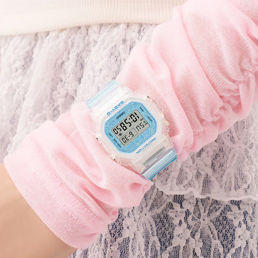 BABY-G グリッターカラーズ BGD-565GC-2JF レディース 電池式 デジタル スクエア 樹脂バンド ブルースケルトン 国内正規品 カシオ