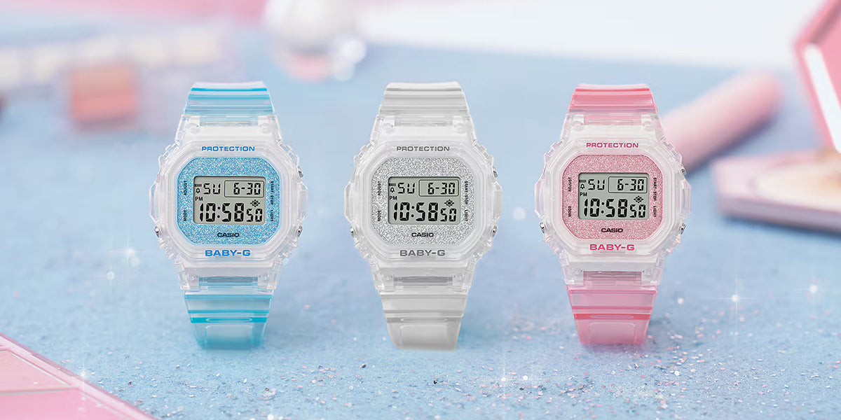 BABY-G グリッターカラーズ BGD-565GC-2JF レディース 電池式 デジタル スクエア 樹脂バンド ブルースケルトン 国内正規品 カシオ