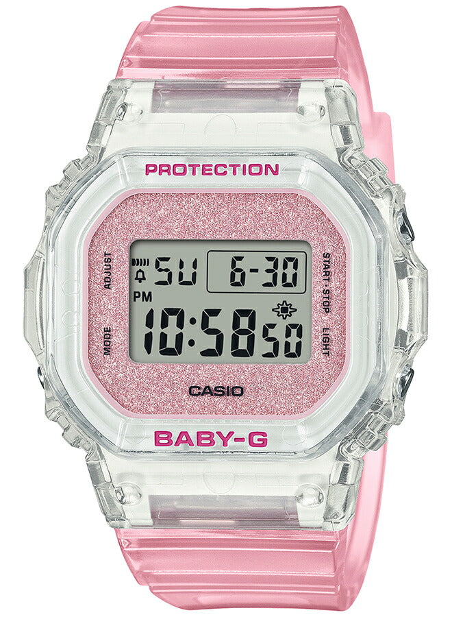 BABY-G グリッターカラーズ BGD-565GC-4JF レディース 電池式 デジタル スクエア 樹脂バンド ピンクスケルトン 国内正規品 カシオ