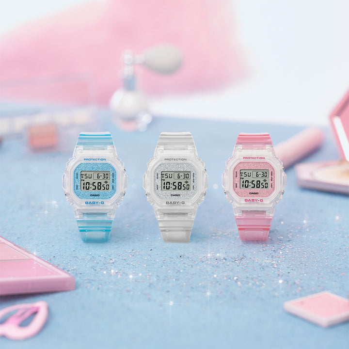 BABY-G グリッターカラーズ BGD-565GC-4JF レディース 電池式 デジタル スクエア 樹脂バンド ピンクスケルトン 国内正規品 カシオ