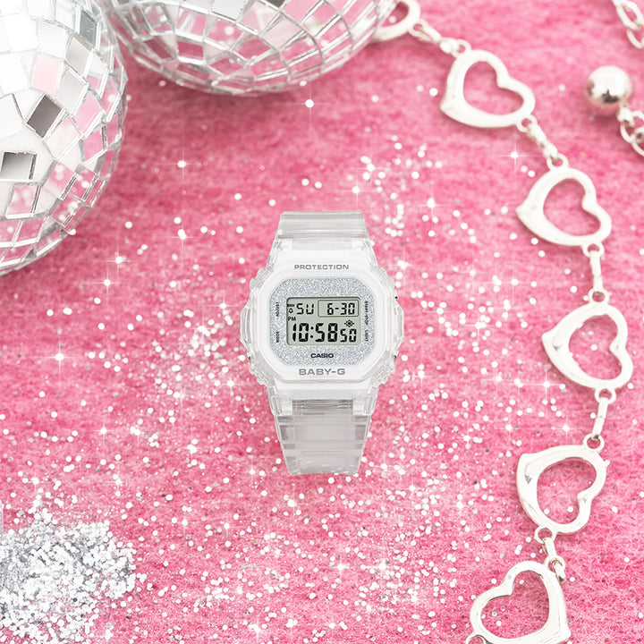 BABY-G グリッターカラーズ BGD-565GC-7JF レディース 電池式 デジタル スクエア 樹脂バンド クリアスケルトン 国内正規品 カシオ