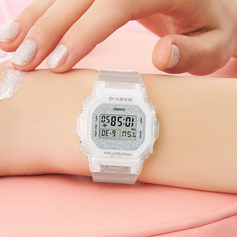 BABY-G グリッターカラーズ BGD-565GC-7JF レディース 電池式 デジタル スクエア 樹脂バンド クリアスケルトン 国内正規品 カシオ