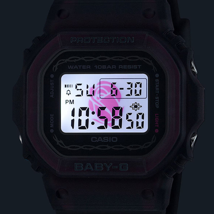 BABY-G プレシャスハートセレクション 2024 バラ BGD-565RS-8JF レディース 腕時計 電池式 デジタル スクエア 樹脂バンド レッド 国内正規品 カシオ