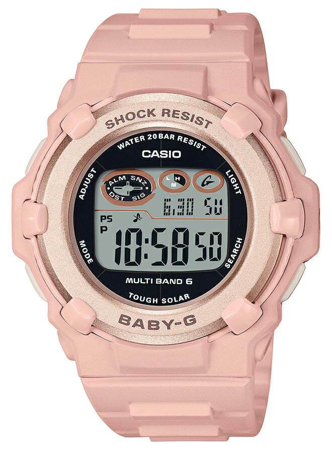 BABY-G 電波ソーラー デジタル 薄型 ラウンドフェイス BGR-3003NC-4JF レディース 腕時計 樹脂バンド ピンク 国内正規品 カシオ