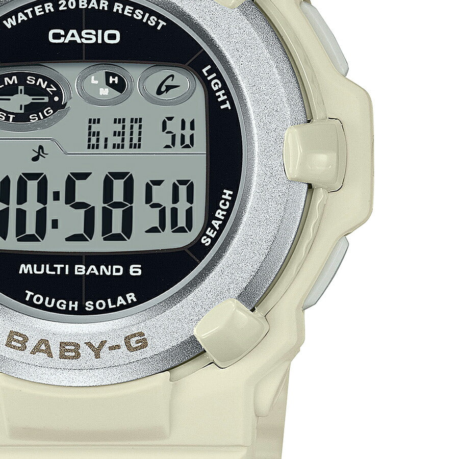 BABY-G 電波ソーラー デジタル 薄型 ラウンドフェイス BGR-3003NC-7JF レディース 腕時計 樹脂バンド ホワイト 国内正規品 カシオ