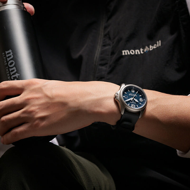 シチズン プロマスター mont-bell モンベル コラボレーション限定モデル BN0247-01L メンズ ソーラー ブルーダイヤル ブラウン 革ベルト