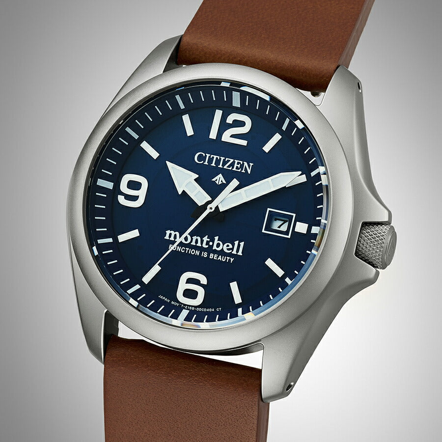 シチズン プロマスター mont-bell モンベル コラボレーション限定モデル BN0247-01L メンズ ソーラー ブルーダイヤル ブラウン 革ベルト