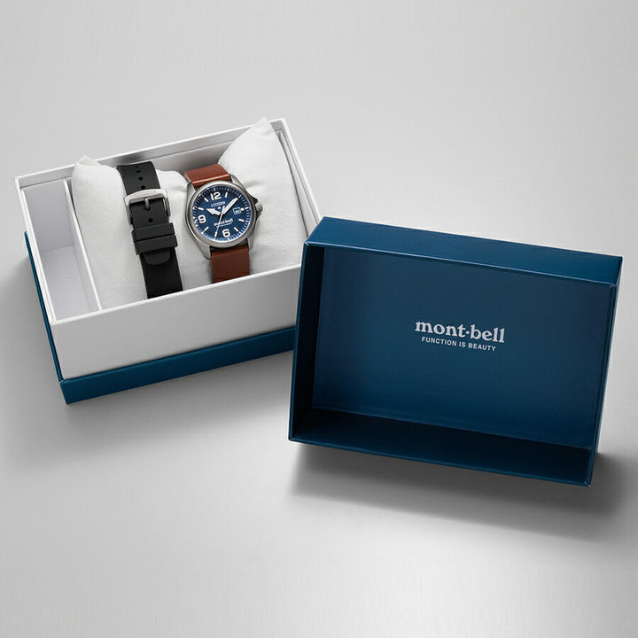 シチズン プロマスター mont-bell モンベル コラボレーション限定モデル BN0247-01L メンズ ソーラー ブルーダイヤル ブラウン 革ベルト