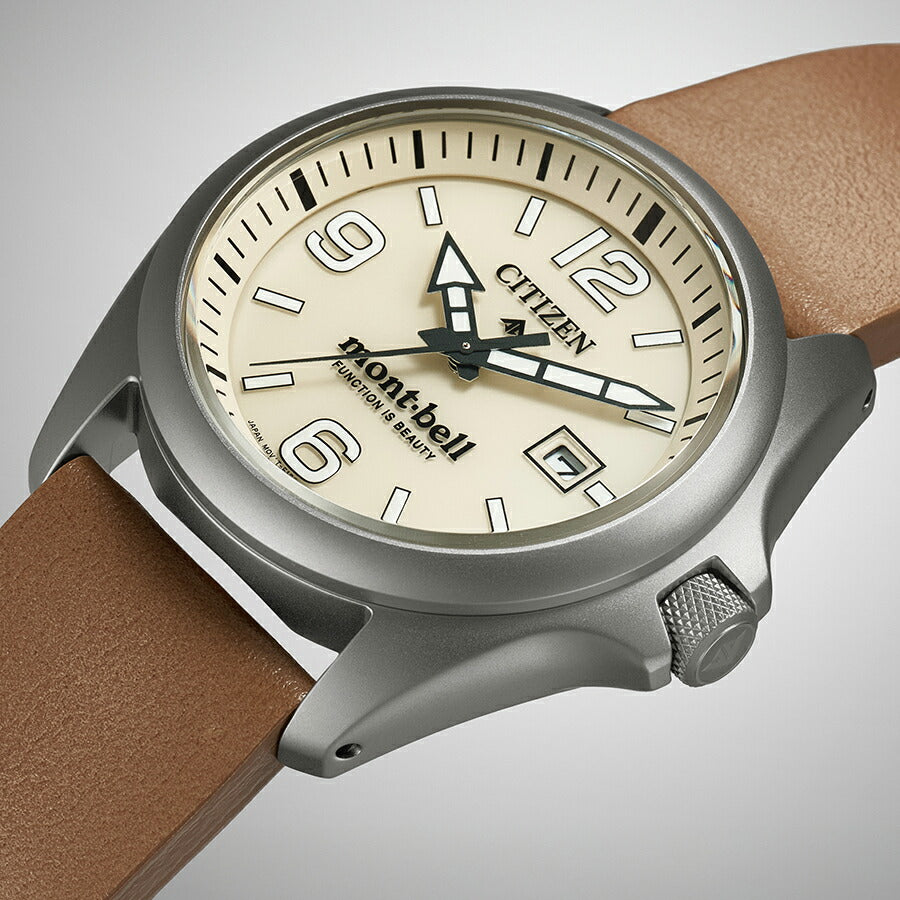 シチズン プロマスター mont-bell モンベル コラボレーション限定モデル BN0247-10A メンズ ソーラー アイボリーダイヤル ブラウン 革ベルト