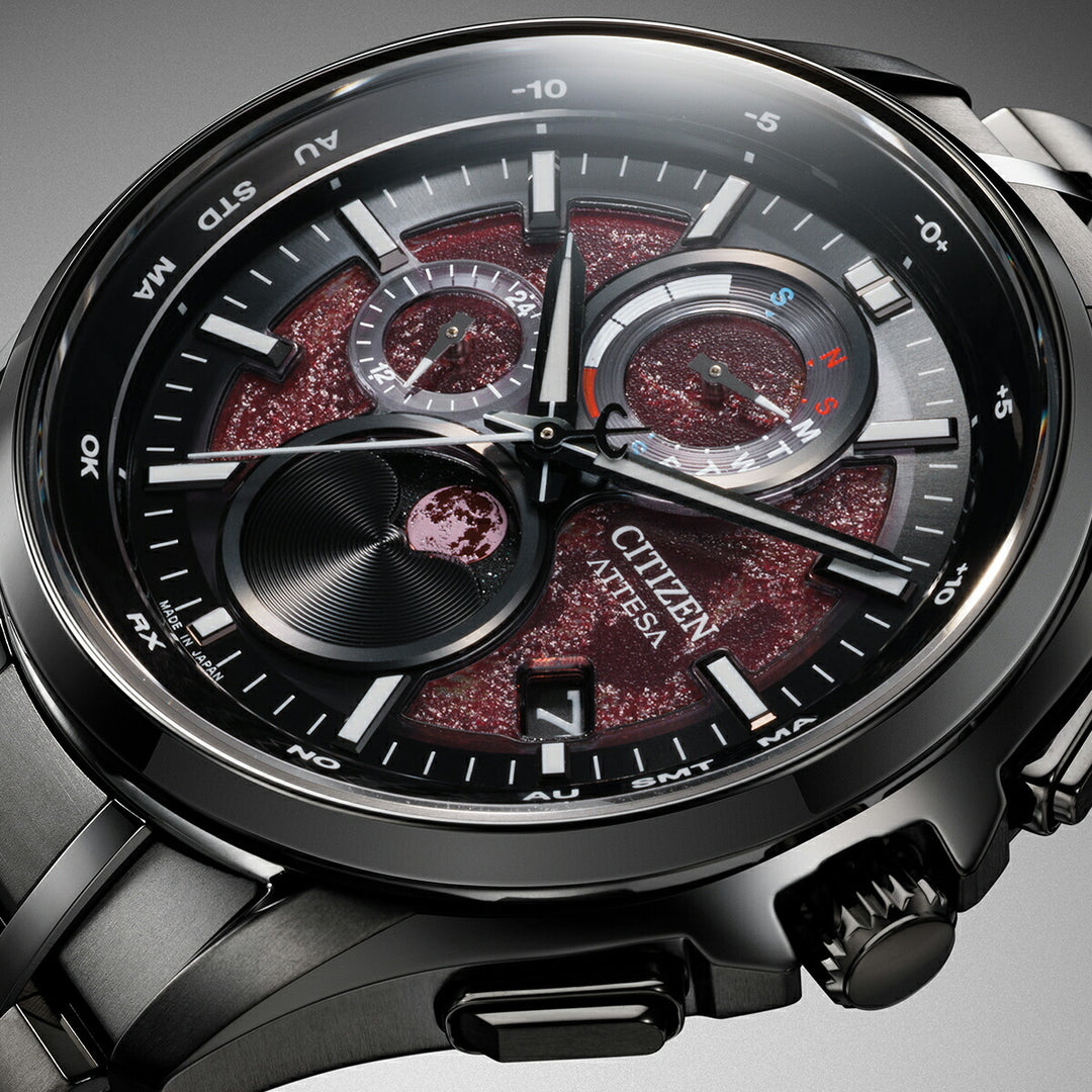 シチズン アテッサ ムーンフェイズ ルナプログラム Shades of Red 限定モデル ブラッドムーン 皆既月食 BY1005-73Z メンズ ソーラー 電波