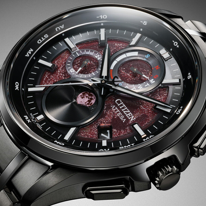 シチズン アテッサ ムーンフェイズ ルナプログラム Shades of Red 限定モデル ブラッドムーン 皆既月食 BY1005-73Z メンズ ソーラー 電波