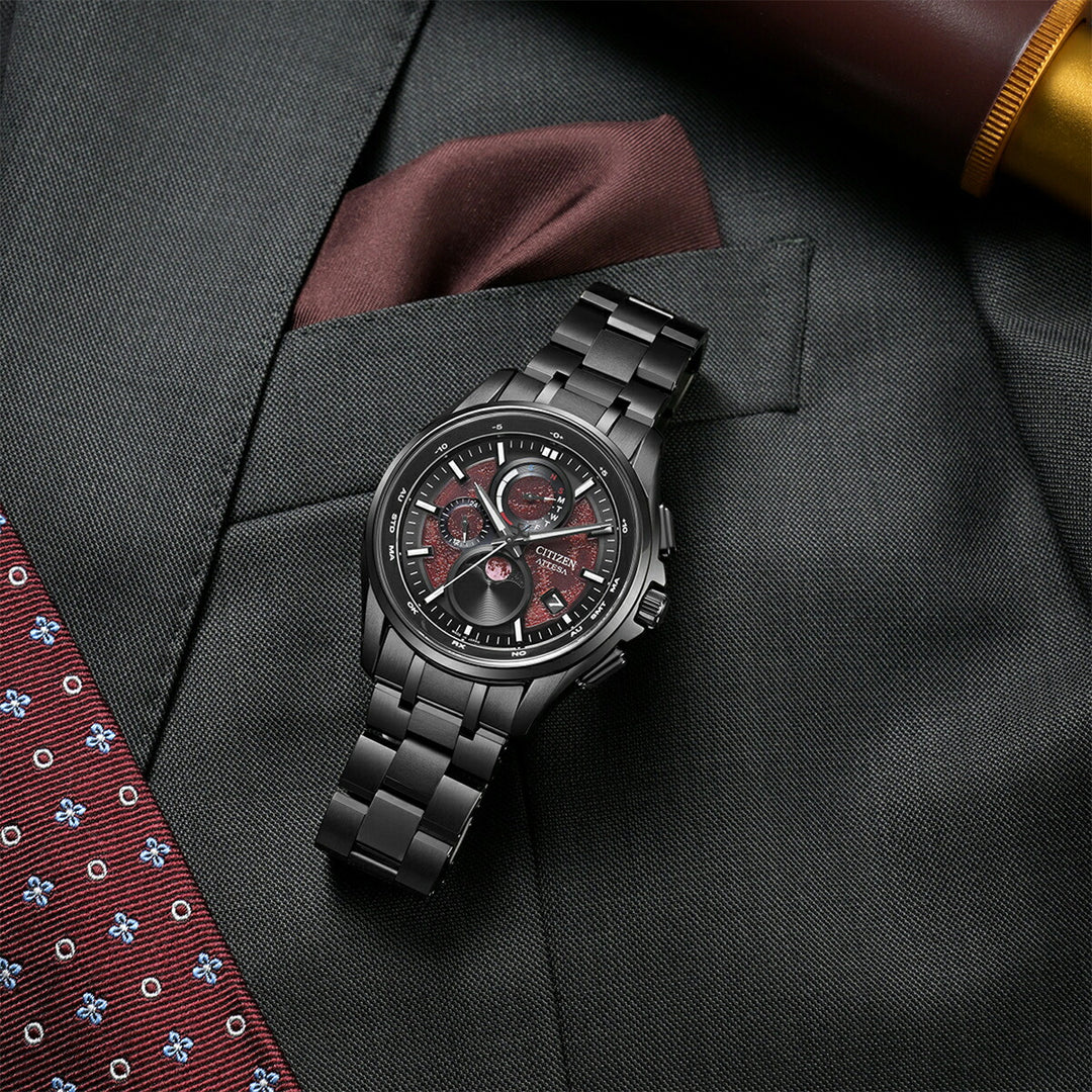 シチズン アテッサ ムーンフェイズ ルナプログラム Shades of Red 限定モデル ブラッドムーン 皆既月食 BY1005-73Z メンズ ソーラー 電波