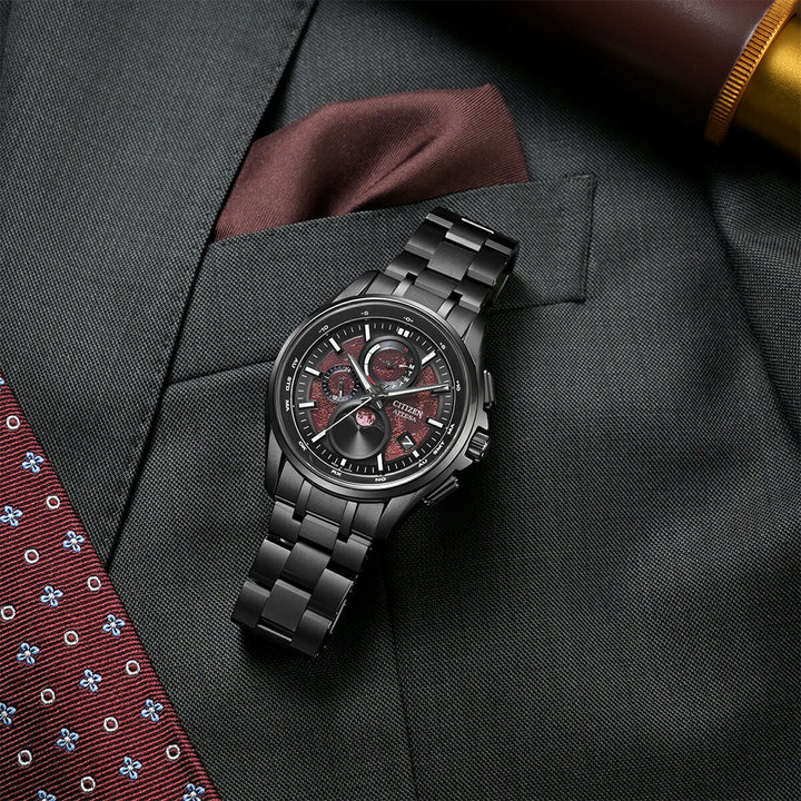 シチズン アテッサ ムーンフェイズ ルナプログラム Shades of Red 限定モデル ブラッドムーン 皆既月食 BY1005-73Z メンズ ソーラー 電波