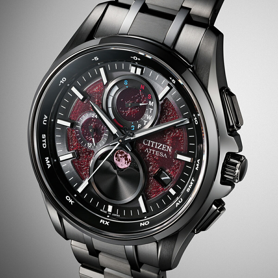 シチズン アテッサ ムーンフェイズ ルナプログラム Shades of Red 限定モデル ブラッドムーン 皆既月食 BY1005-73Z メンズ ソーラー 電波