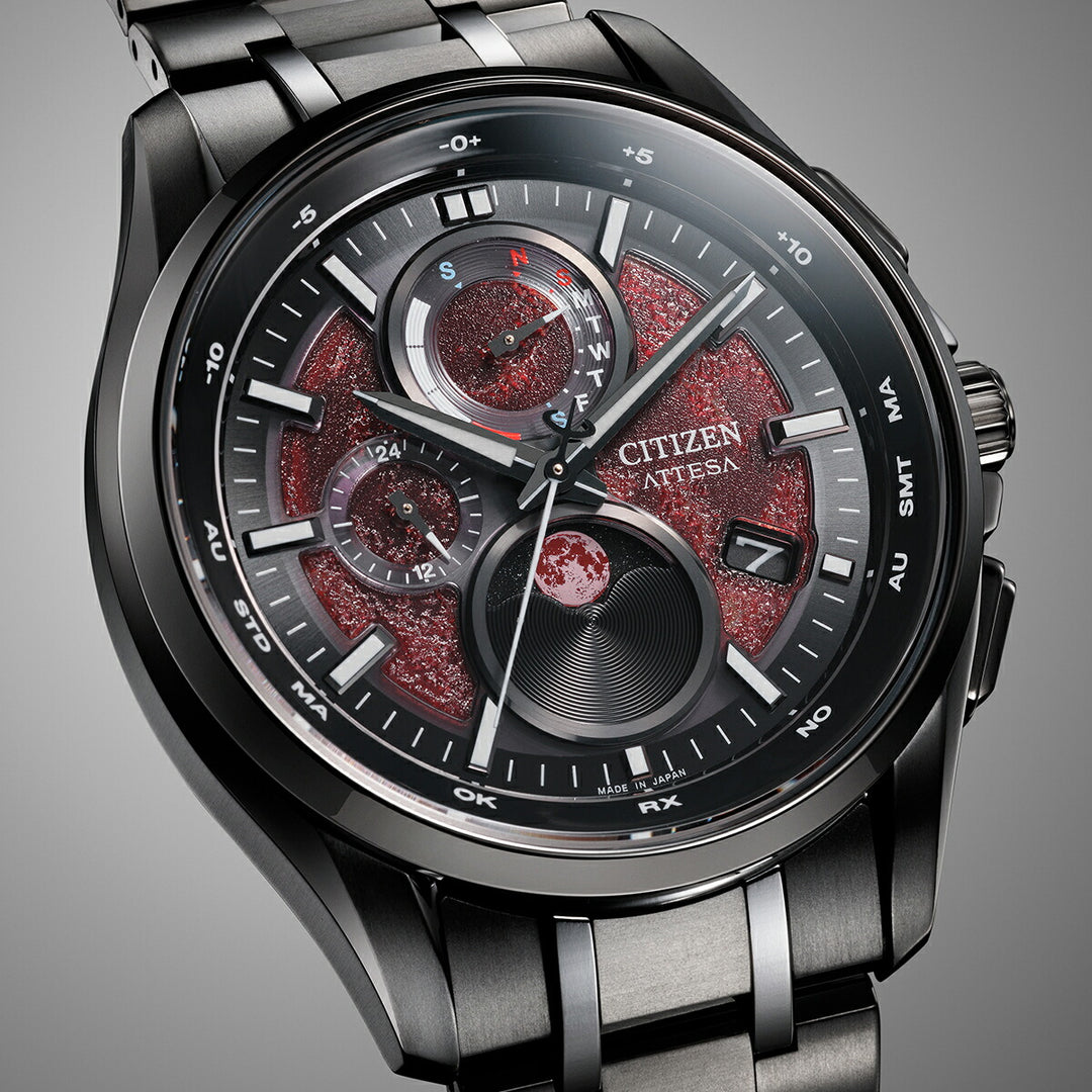 シチズン アテッサ ムーンフェイズ ルナプログラム Shades of Red 限定モデル ブラッドムーン 皆既月食 BY1005-73Z メンズ ソーラー 電波