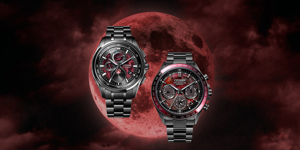 シチズン アテッサ ムーンフェイズ ルナプログラム Shades of Red 限定モデル ブラッドムーン 皆既月食 BY1005-73Z メンズ ソーラー 電波