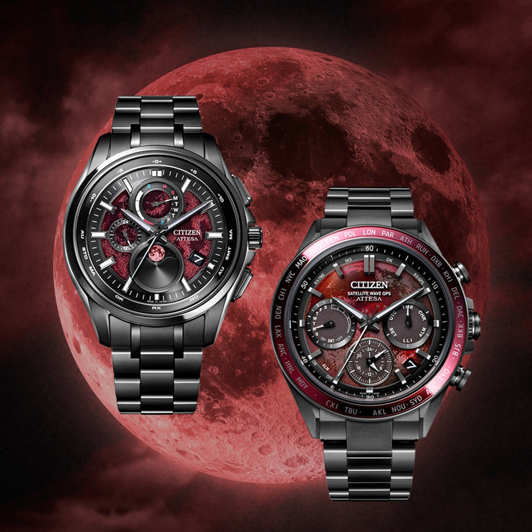 シチズン アテッサ ムーンフェイズ ルナプログラム Shades of Red 限定モデル ブラッドムーン 皆既月食 BY1005-73Z メンズ ソーラー 電波