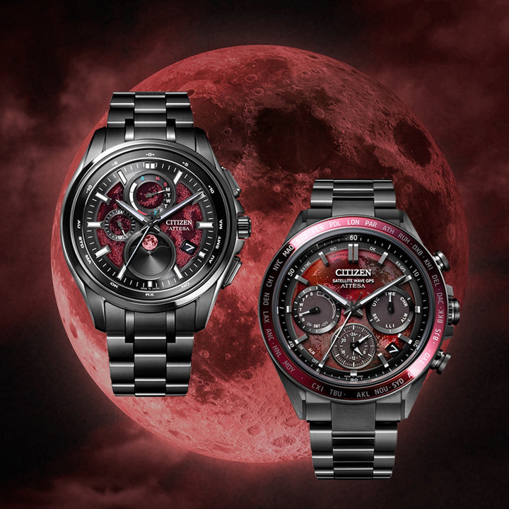シチズン アテッサ ムーンフェイズ ルナプログラム Shades of Red 限定モデル ブラッドムーン 皆既月食 BY1005-73Z メンズ ソーラー 電波