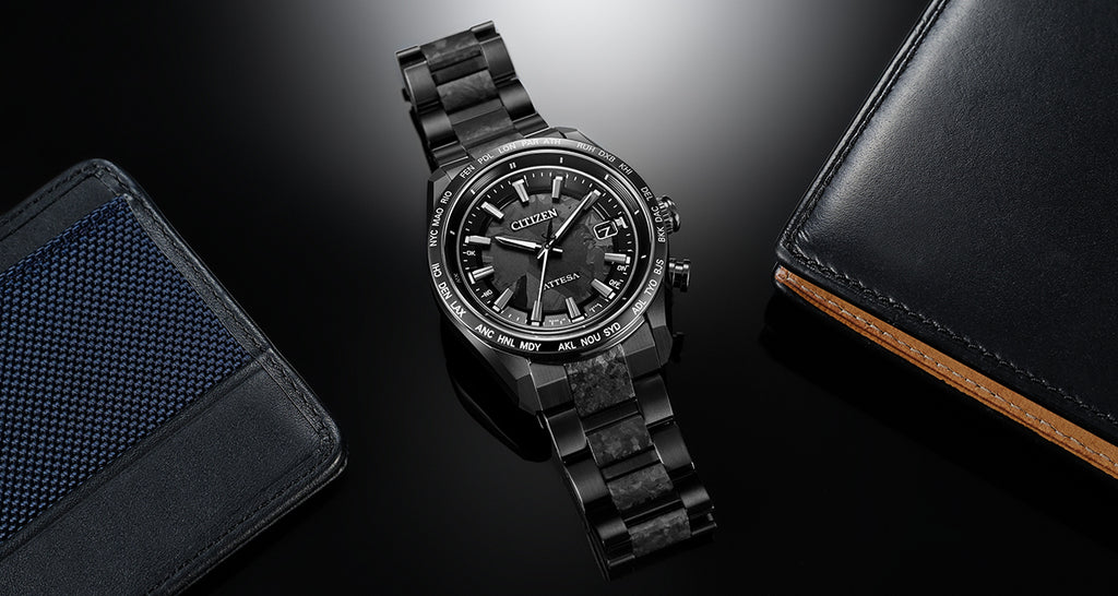 シチズン アテッサ HAKUTO-R コラボレーション 限定モデル ACT Line アクトライン ブラックチタンシリーズ CB0285-63E メンズ 腕時計 ソーラー 電波 3針