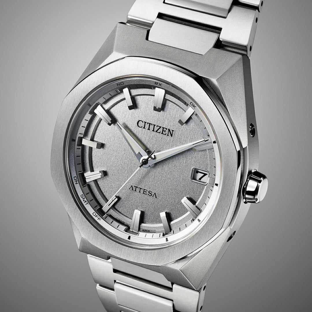 シチズン アテッサ ACT Line アクトライン 3針 コンパクト CB3040-56H メンズ ソーラー 電波 スーパーチタニウム シルバーワントーン