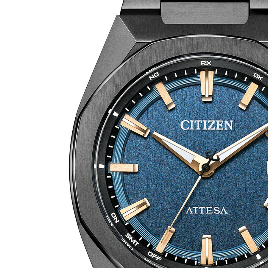 シチズン アテッサ ACT Line アクトライン ブラックチタンシリーズ 3針 コンパクト CB3045-61L メンズ ソーラー 電波 スーパーチタニウム ネイビーダイヤル