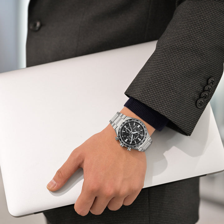 シチズン アテッサ ACT Line アクトライン CB5966-69E メンズ 腕時計 ソーラー 電波 クロノグラフ ブラック