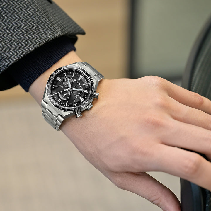 シチズン アテッサ ACT Line アクトライン CB5966-69E メンズ 腕時計 ソーラー 電波 クロノグラフ ブラック