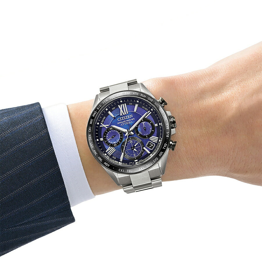 極美品　稼働品　CITIZEN　シチズン　アテッサ　ブルー　シルバー　ソーラー シチズン アテッサ ブルーユニバースコレクション 第2弾 ACT