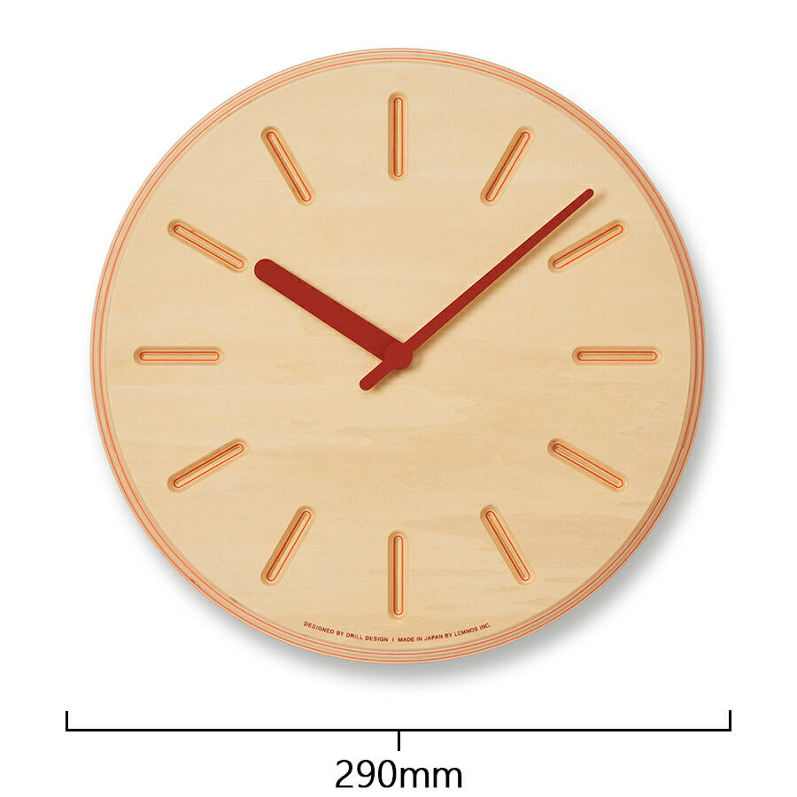 タカタレムノス 掛け時計 デザインオブジェクト ペーパーウッド クロック クオーツ 電池式 オレンジ DRILL DESIGN DRL19-06OR