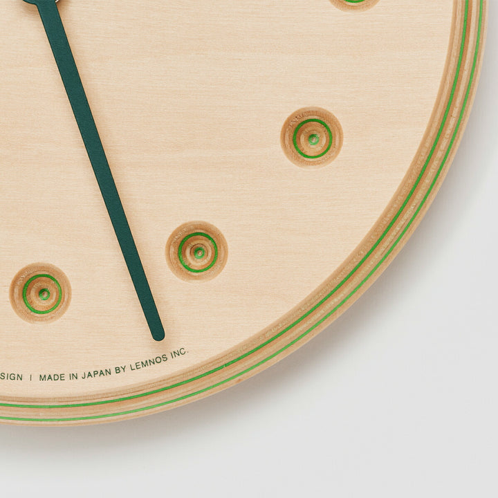 タカタレムノス 掛け時計 デザインオブジェクト ペーパーウッド クロック 22mm クオーツ 電池式 グリーン ドット DRILL DESIGN DRL19-07GN