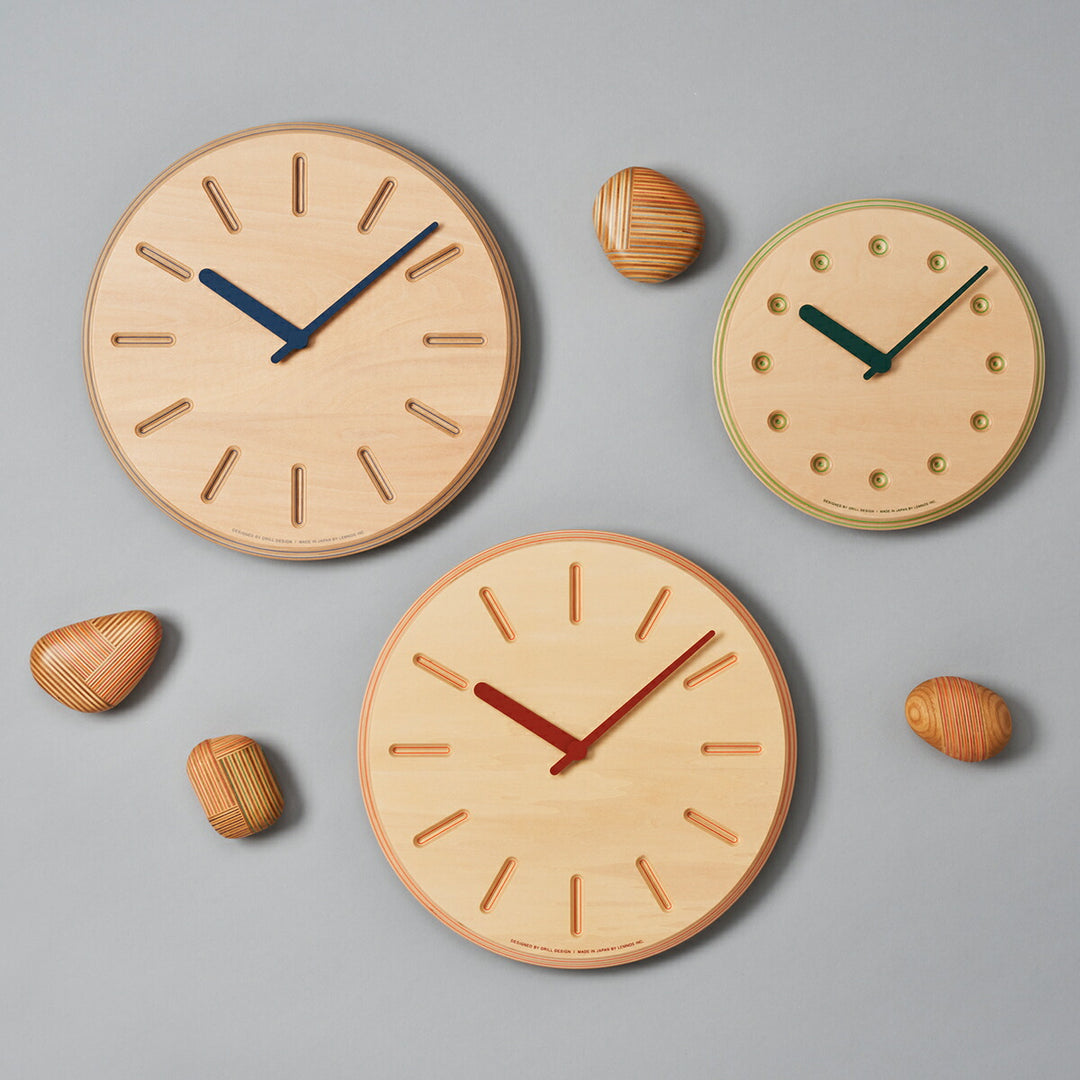 タカタレムノス 掛け時計 デザインオブジェクト ペーパーウッド クロック 22mm クオーツ 電池式 グリーン ドット DRILL DESIGN DRL19-07GN