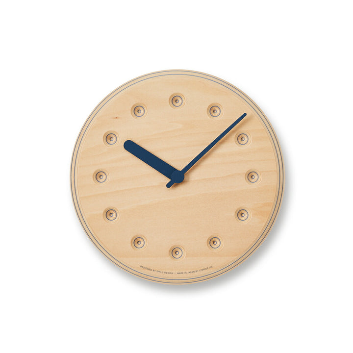 タカタレムノス 掛け時計 デザインオブジェクト ペーパーウッド クロック 22mm クオーツ 電池式 ネイビー ドット DRILL DESIGN DRL19-07NV