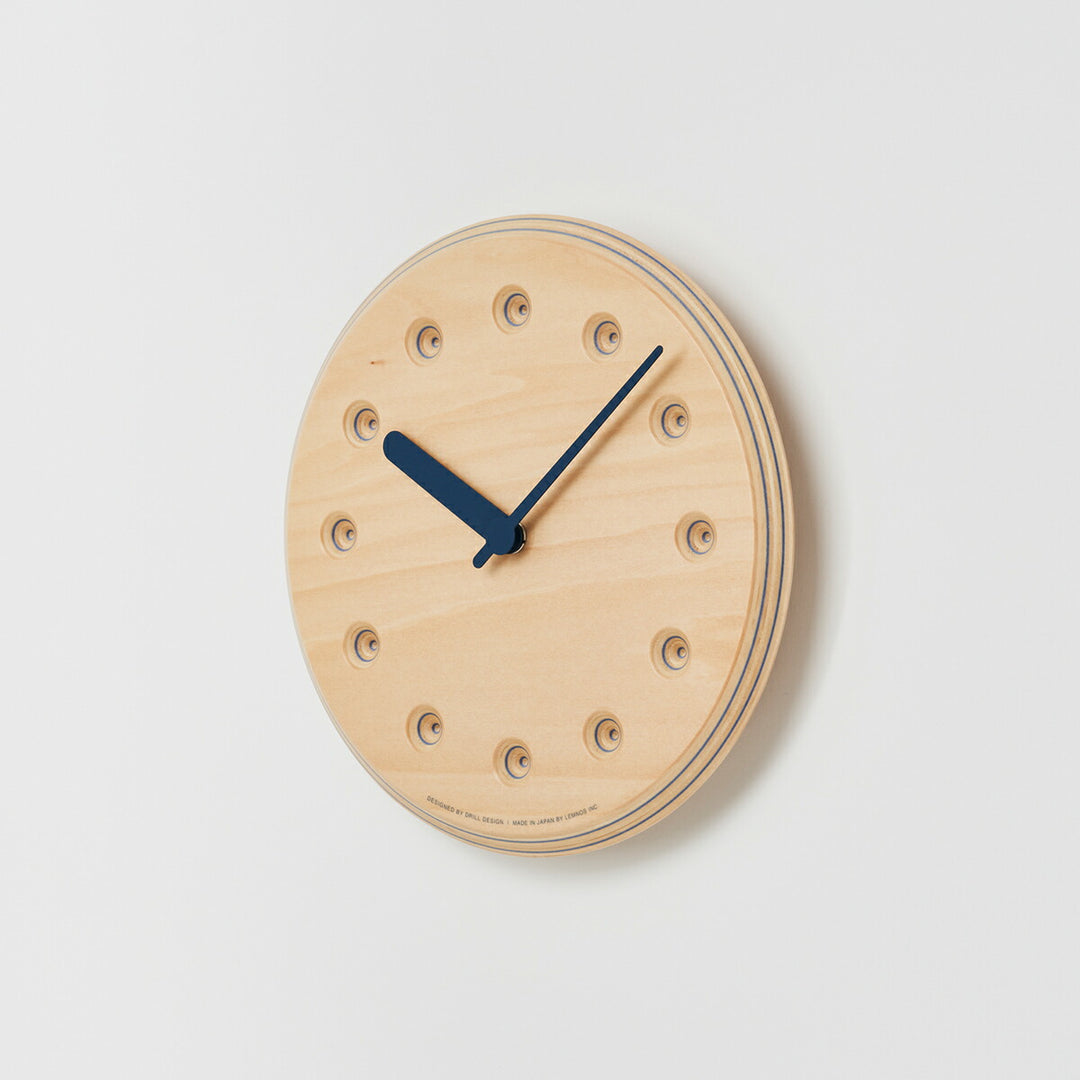 タカタレムノス 掛け時計 デザインオブジェクト ペーパーウッド クロック 22mm クオーツ 電池式 ネイビー ドット DRILL DESIGN DRL19-07NV