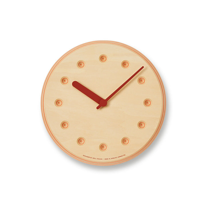 タカタレムノス 掛け時計 デザインオブジェクト ペーパーウッド クロック 22mm クオーツ 電池式 オレンジ ドット DRILL DESIGN DRL19-07OR