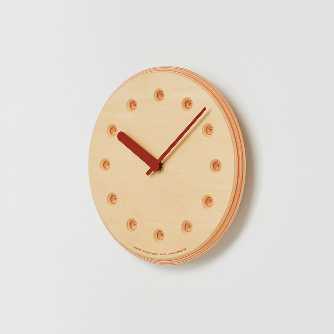 タカタレムノス 掛け時計 デザインオブジェクト ペーパーウッド クロック 22mm クオーツ 電池式 オレンジ ドット DRILL DESIGN DRL19-07OR