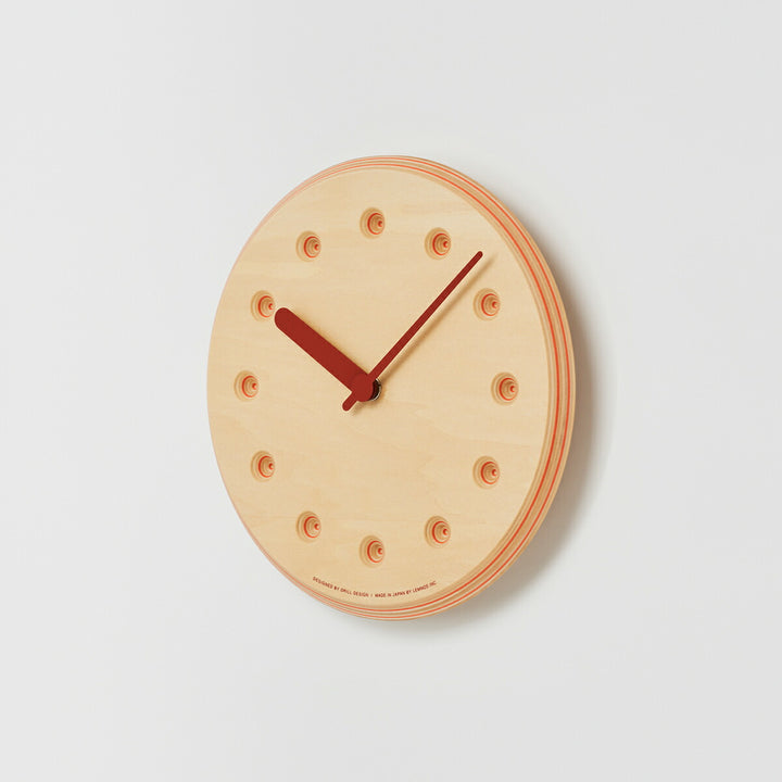 タカタレムノス 掛け時計 デザインオブジェクト ペーパーウッド クロック 22mm クオーツ 電池式 オレンジ ドット DRILL DESIGN DRL19-07OR