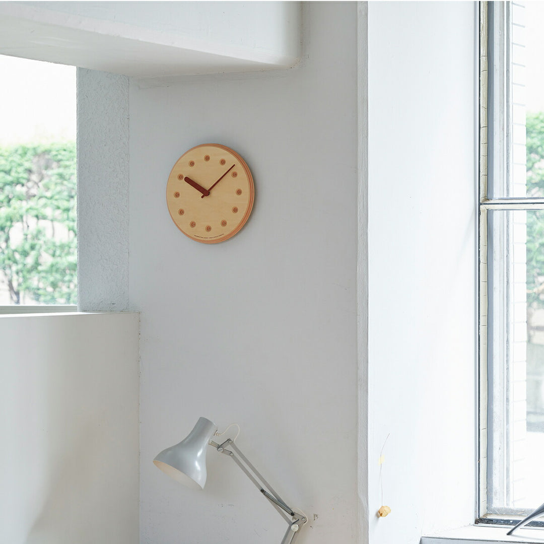 タカタレムノス 掛け時計 デザインオブジェクト ペーパーウッド クロック 22mm クオーツ 電池式 オレンジ ドット DRILL DESIGN DRL19-07OR