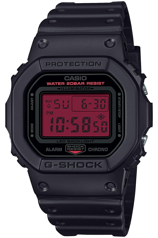 G-SHOCK ブラック&ボールドレッド DW-5600BBR-1JF メンズ 電池式 デジタル スクエア 樹脂バンド カラー液晶