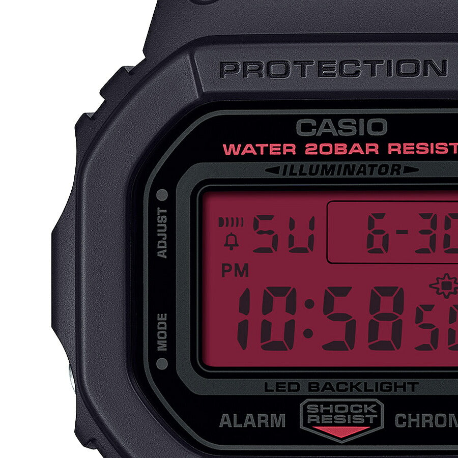 G-SHOCK ブラック&ボールドレッド DW-5600BBR-1JF メンズ 電池式 デジタル スクエア 樹脂バンド カラー液晶