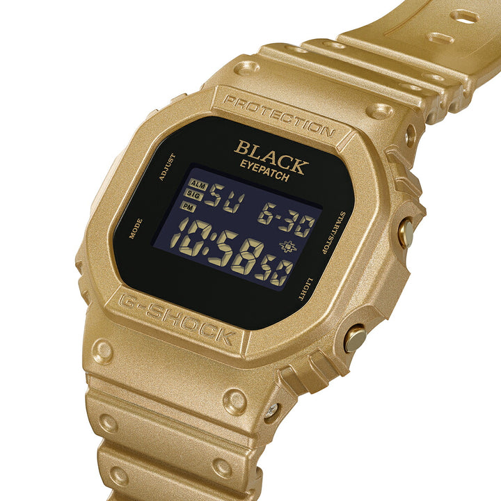 G-SHOCK BlackEyePatch コラボレーションモデル ゴールド DW-5600BEP-9JR メンズ 電池式 デジタル スクエア 樹脂バンド 反転液晶