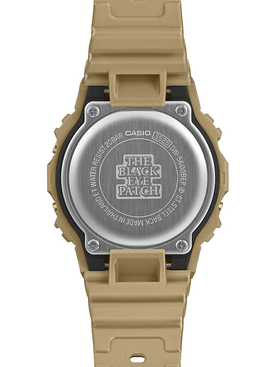 G-SHOCK BlackEyePatch コラボレーションモデル ゴールド DW-5600BEP-9JR メンズ 電池式 デジタル スクエア 樹脂バンド 反転液晶