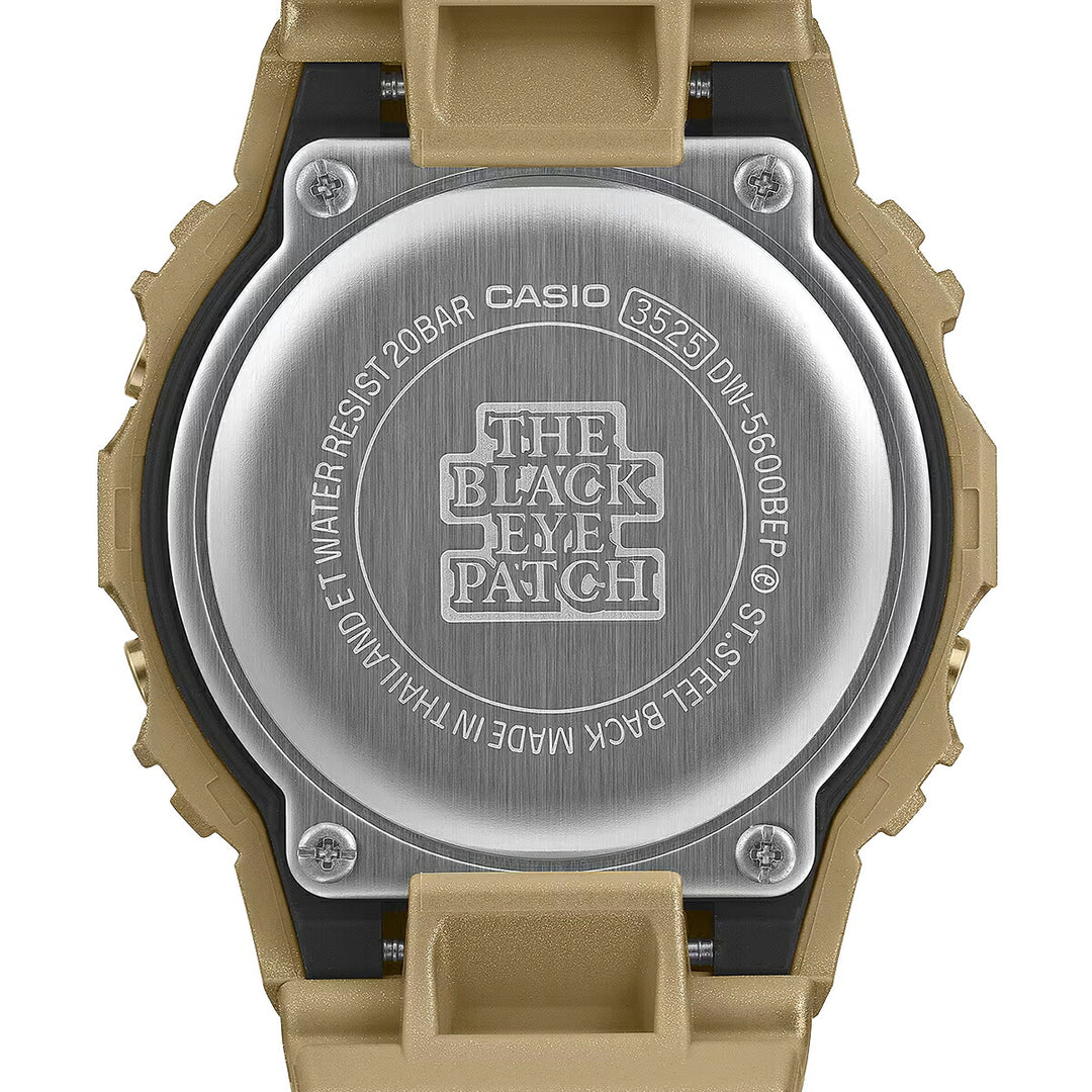 G-SHOCK BlackEyePatch コラボレーションモデル ゴールド DW-5600BEP-9JR メンズ 電池式 デジタル スクエア 樹脂バンド 反転液晶