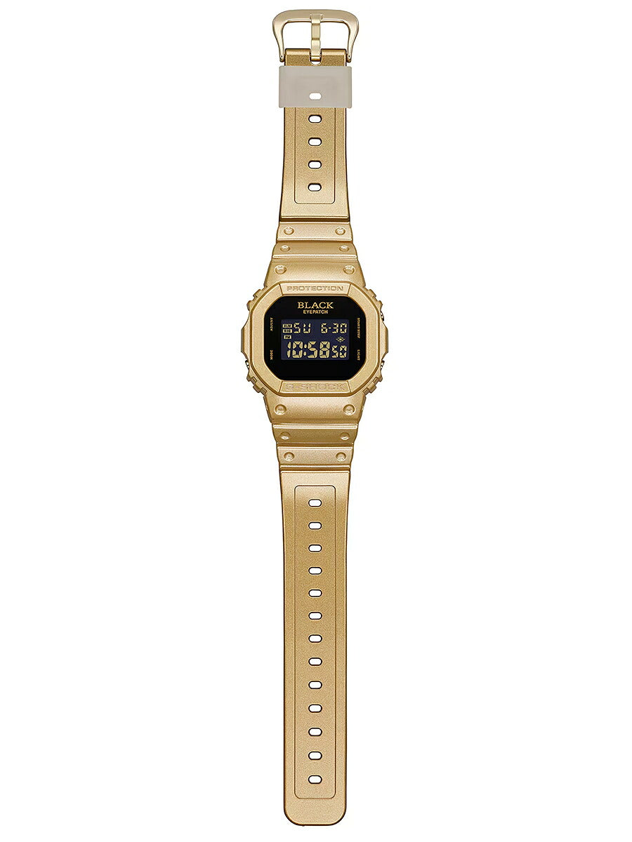 G-SHOCK BlackEyePatch コラボレーションモデル ゴールド DW-5600BEP-9JR メンズ 電池式 デジタル スクエア 樹脂バンド 反転液晶