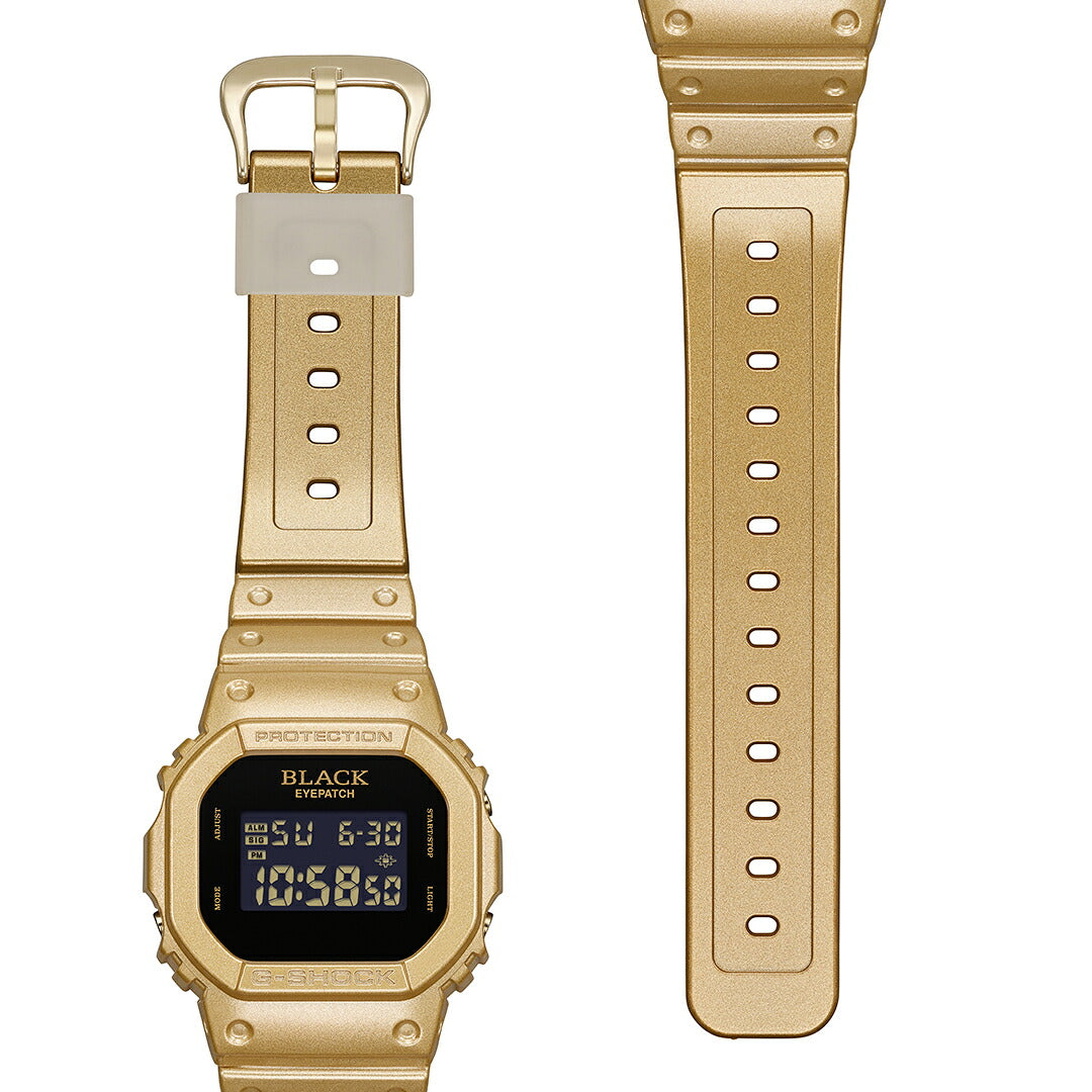 G-SHOCK BlackEyePatch コラボレーションモデル ゴールド DW-5600BEP-9JR メンズ 電池式 デジタル スクエア 樹脂バンド 反転液晶