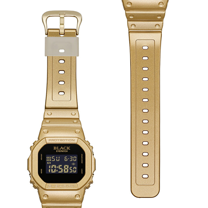 G-SHOCK BlackEyePatch コラボレーションモデル ゴールド DW-5600BEP-9JR メンズ 電池式 デジタル スクエア 樹脂バンド 反転液晶